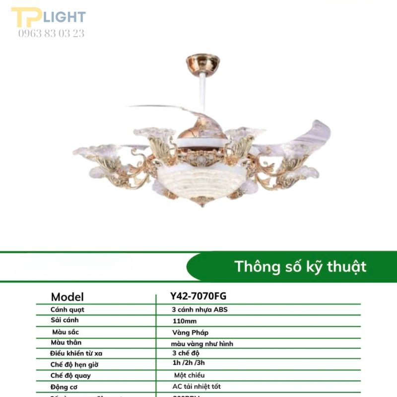 Quạt trần đèn chùm thương hiệu Mountain Air QT-7080
