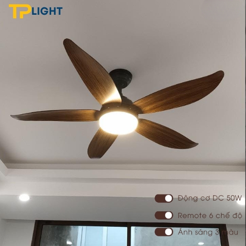 quạt trần màu nâu 5 cánh