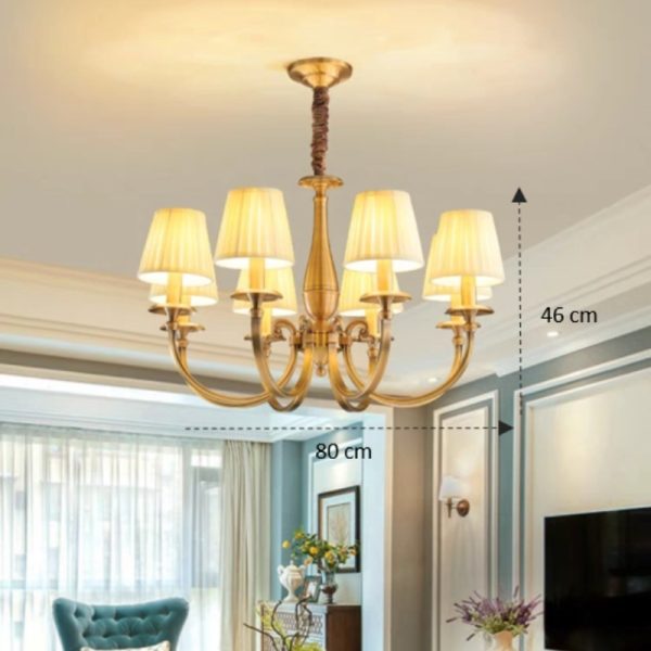 Đèn chùm đồng chao lụa N8043/8
