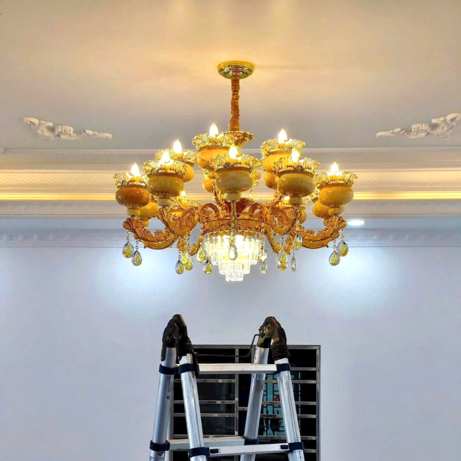 Đèn chùm bát đá pha lê